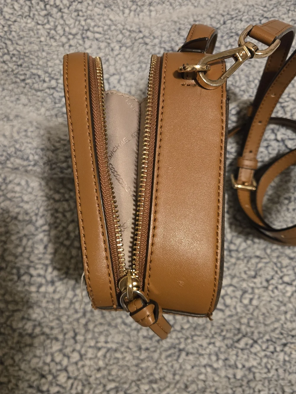 Michael Kors Dark Brown MK Logo Messenger Bag with Gold Hardware